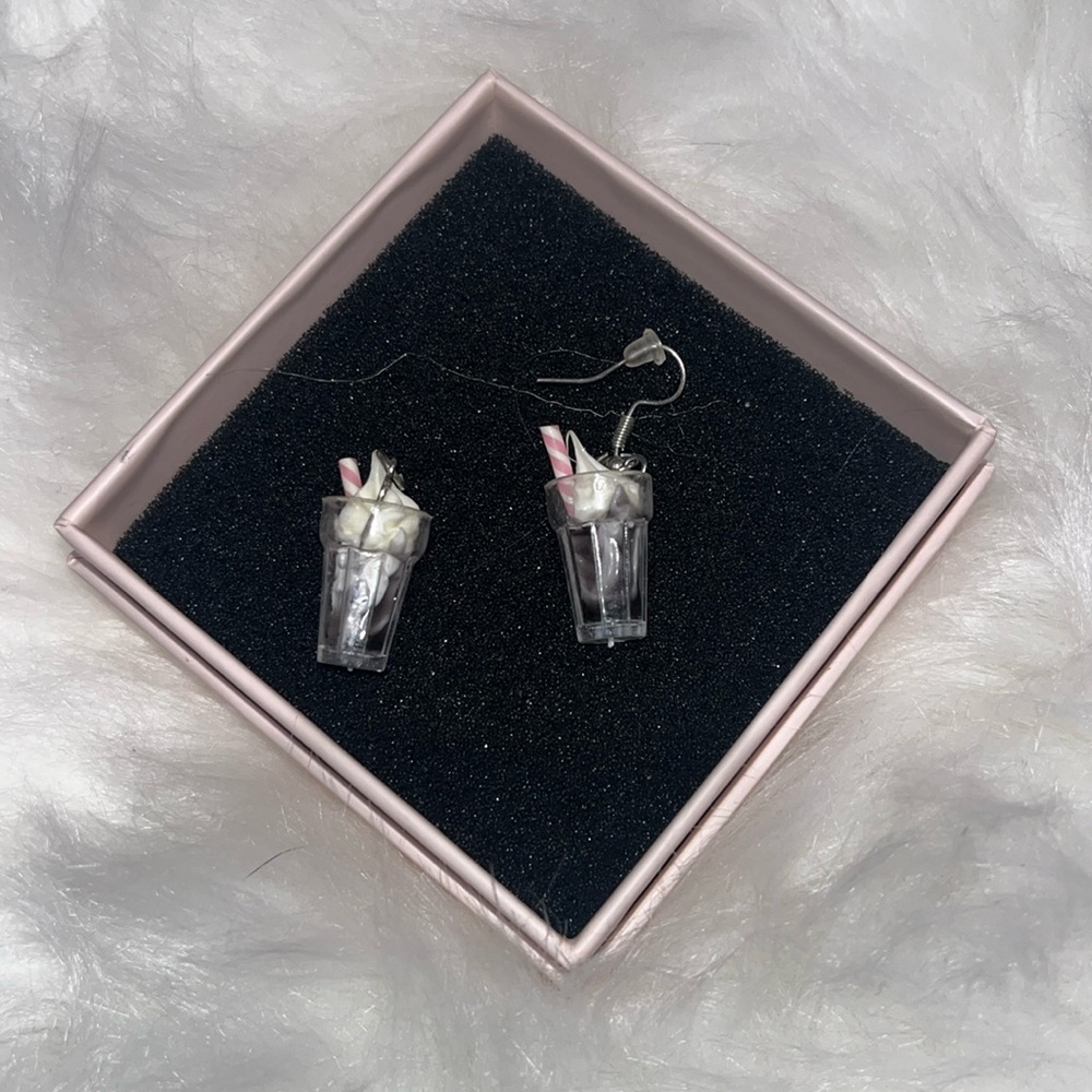 Black milkshake drop earrings